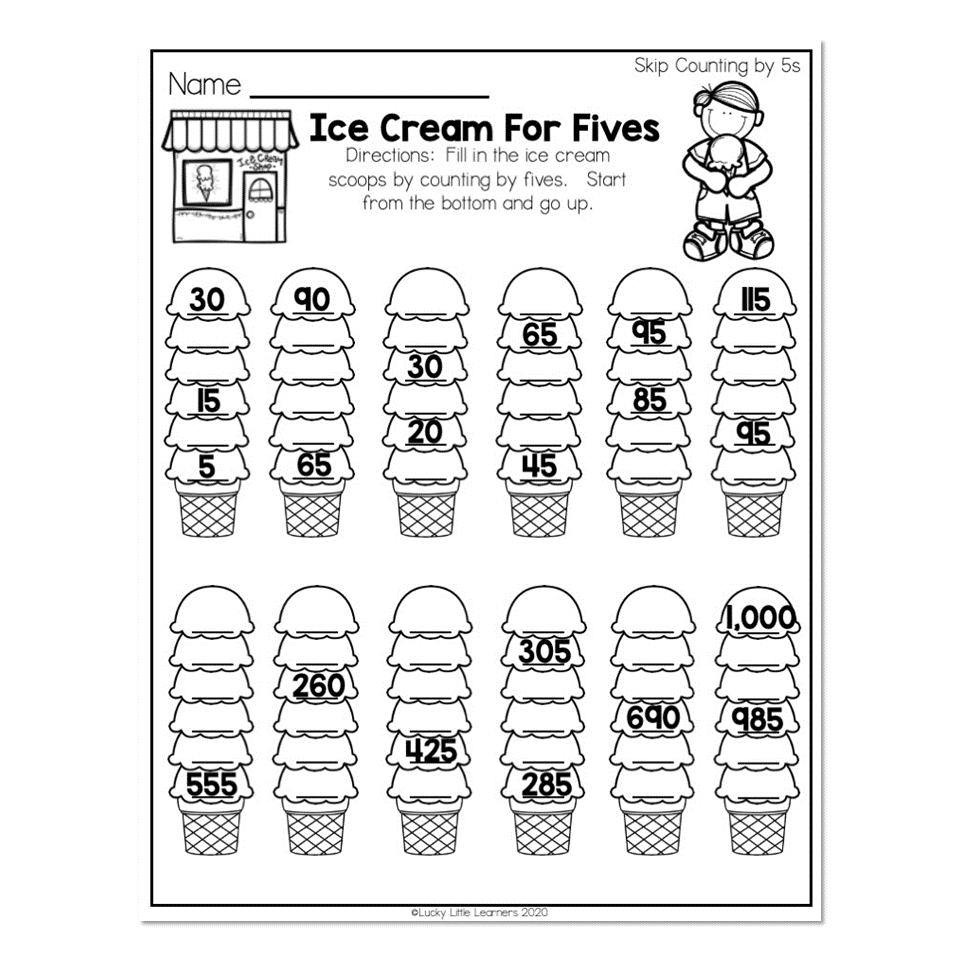 2nd Grade Math Worksheets - Place Value - Skip Counting by Fives - I ...