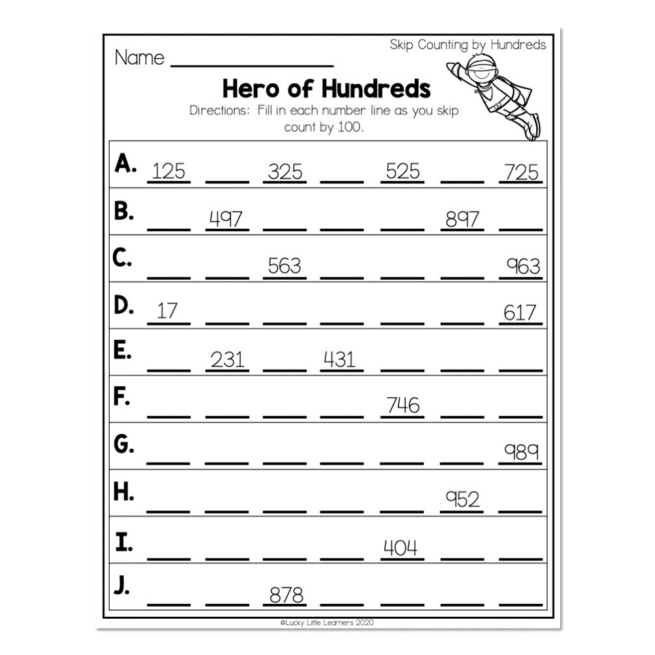 2nd Grade Math Worksheets - Place Value -Skip Counting by Hundreds ...