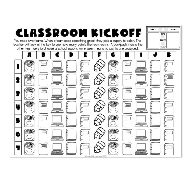 Back to School - Printable Classroom Kickoff Behavior Board