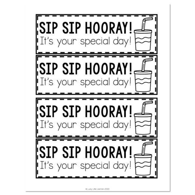 Classroom Setup - Gift Tags - Birthday Gift Tags - Sip sip hooray it's your special day