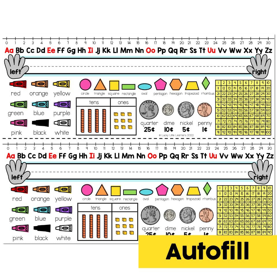 Classroom Setup - Visuals - Desk Plates - Version 1 - Autofill - Lucky ...