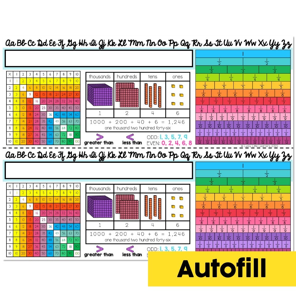 Classroom Setup - Visuals - Desk Plates - Version 5 - Autofill - Lucky ...