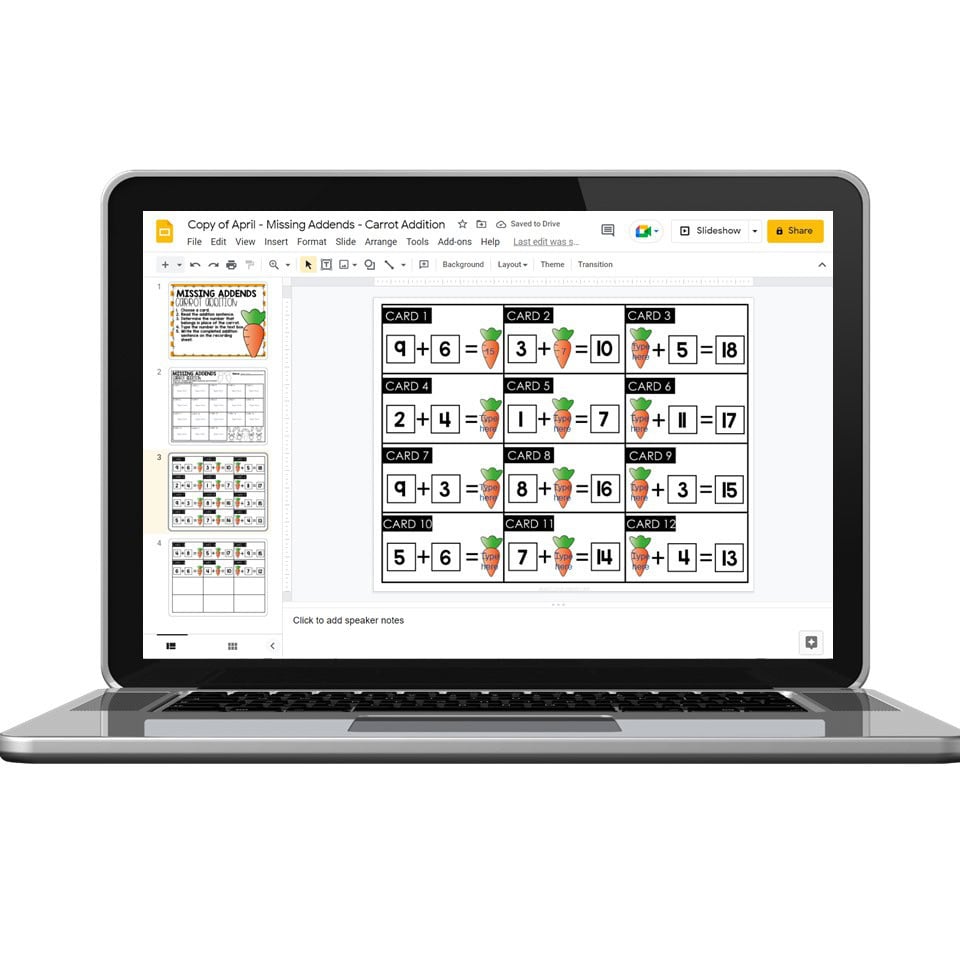 Digital - 2nd Grade April Math Center - Missing Addends - Lucky Little ...