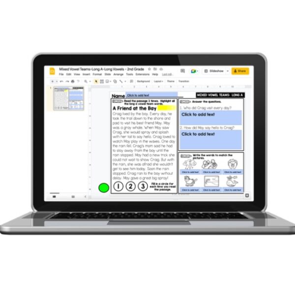 Digital 2nd Grade Decodable Phonics Passages - Long Vowels - Mixed ...