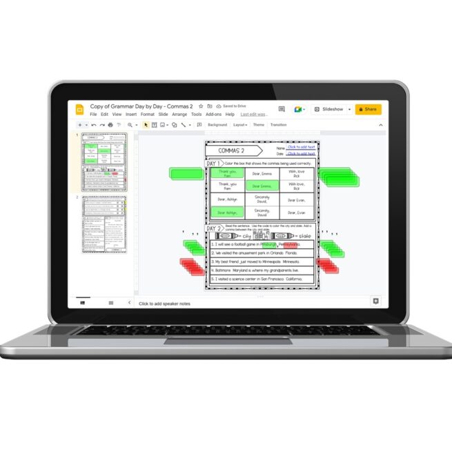 Digital - 2nd Grade Grammar Worksheets - Commas 2 - Lucky Little Learners