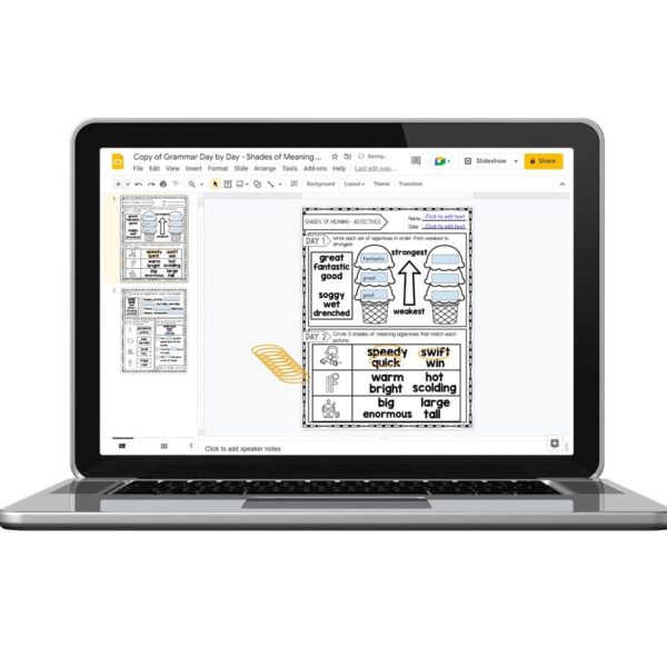 Digital - 2nd Grade Grammar Worksheets - Shades of Meaning - Adjectives ...