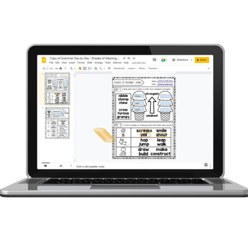 Digital - 2nd Grade Grammar Worksheets - Shades of Meaning - Verbs ...
