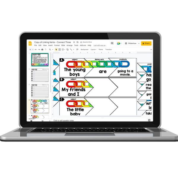 Digital - 2nd Grade Grammar Center - Linking Verbs - Lucky Little Learners