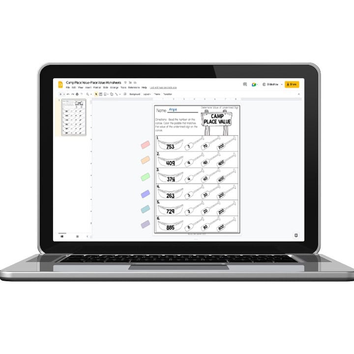 Digital 2nd Grade Math Worksheets - Place Value - Camp Place Value ...