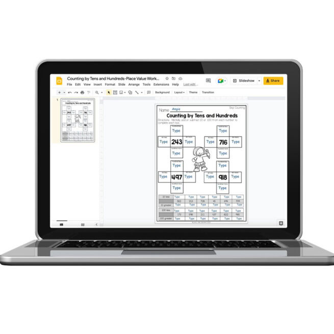 Digital 2nd Grade Math Worksheets - Place Value - Counting by Tens and ...
