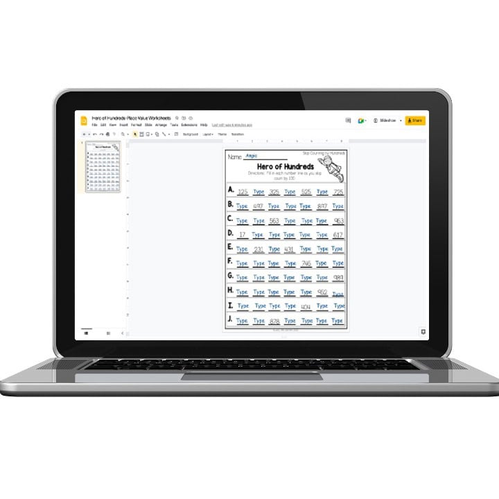 Digital 2nd Grade Math Worksheets - Place Value - Hero of Hundreds ...