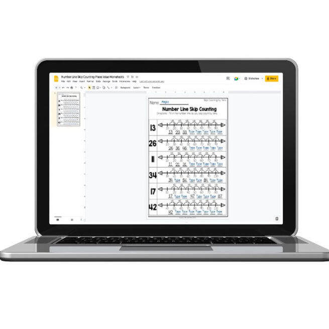 Digital 2nd Grade Math Worksheets - Place Value - Number Line Skip ...