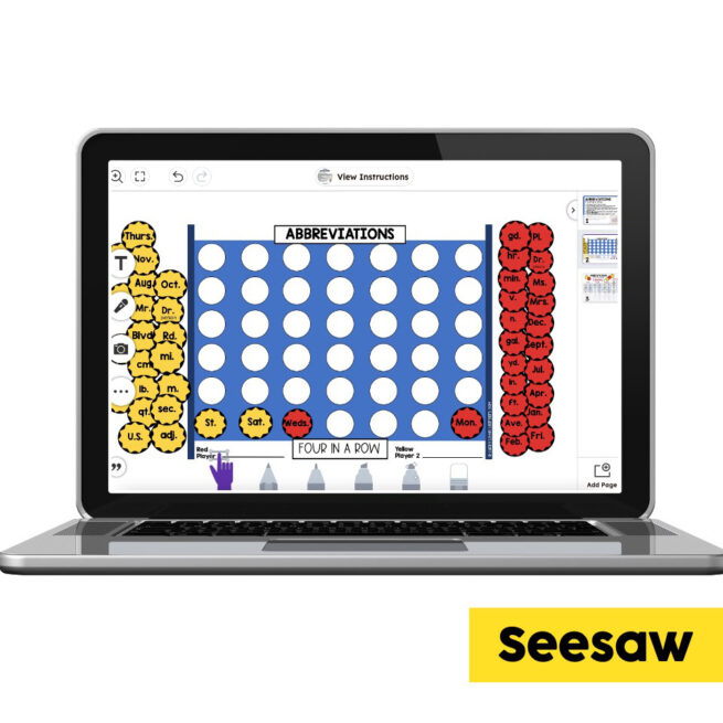 Digital Seesaw - 2nd Grade Grammar Center - Abbreviations - Lucky ...