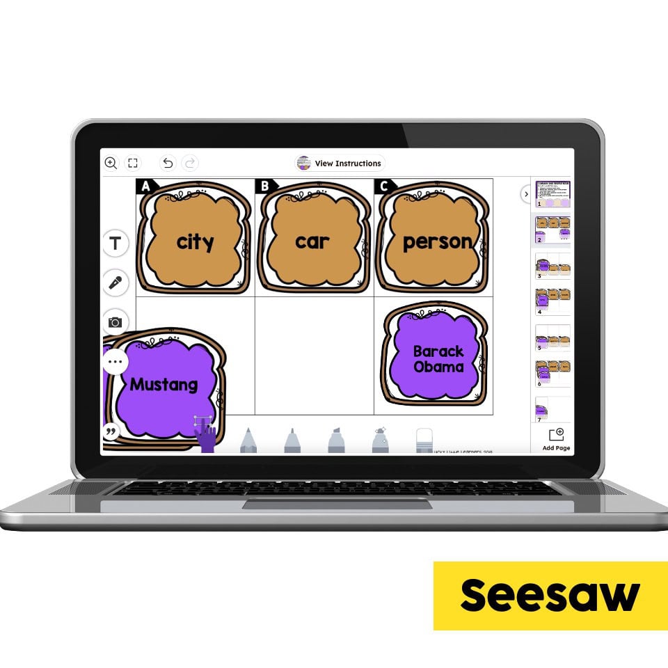 Digital Seesaw - 2nd Grade Grammar Center - Common and Proper Nouns ...