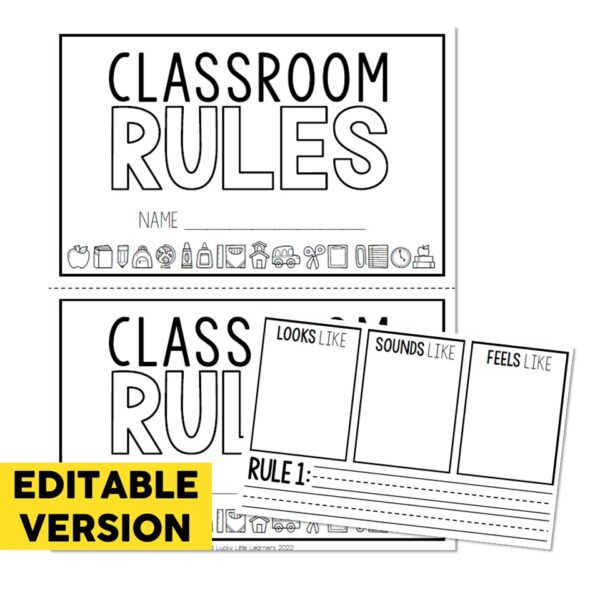 Editable - Classroom Setup - Visuals - Class Rules Booklet - Lucky ...