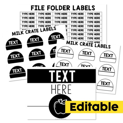 File Folder Labels and Milk Crate Labels - Editable