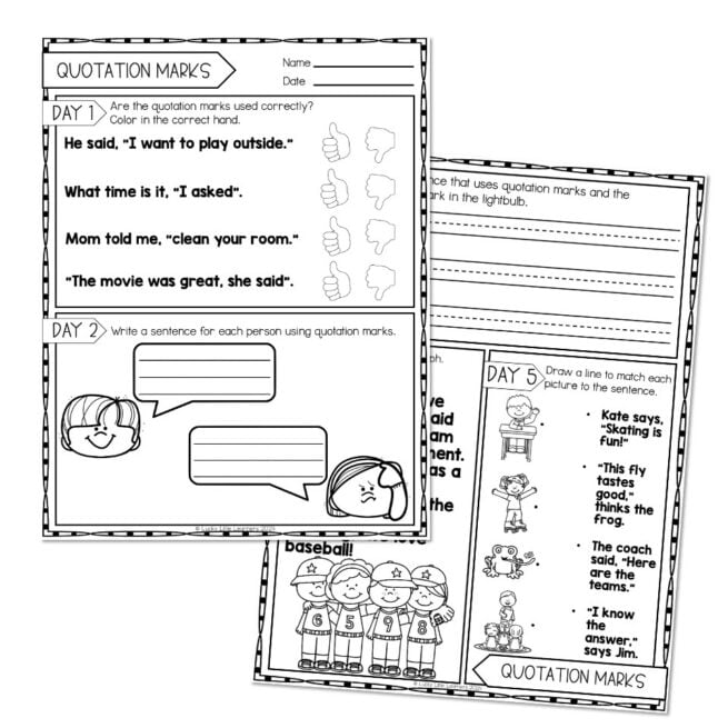 Grammar Day by Day - Quotation Marks - Lucky Little Learners