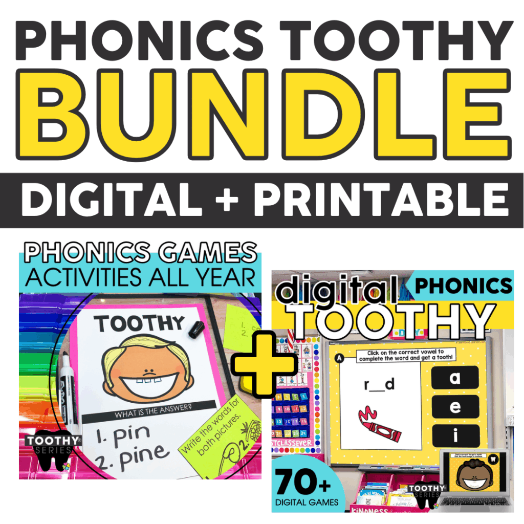 Phonics Toothy® Task Cards Digital AND Printable Bundle - Lucky Little ...