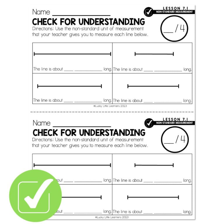 Lucky to Learn Math - Lesson 7.1 - Non-Standard Measurement - Check for ...