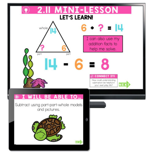 Taking Part Math Lucky to Learn Math - Subtract with Part Part Whole Models - Lesson 2. ...