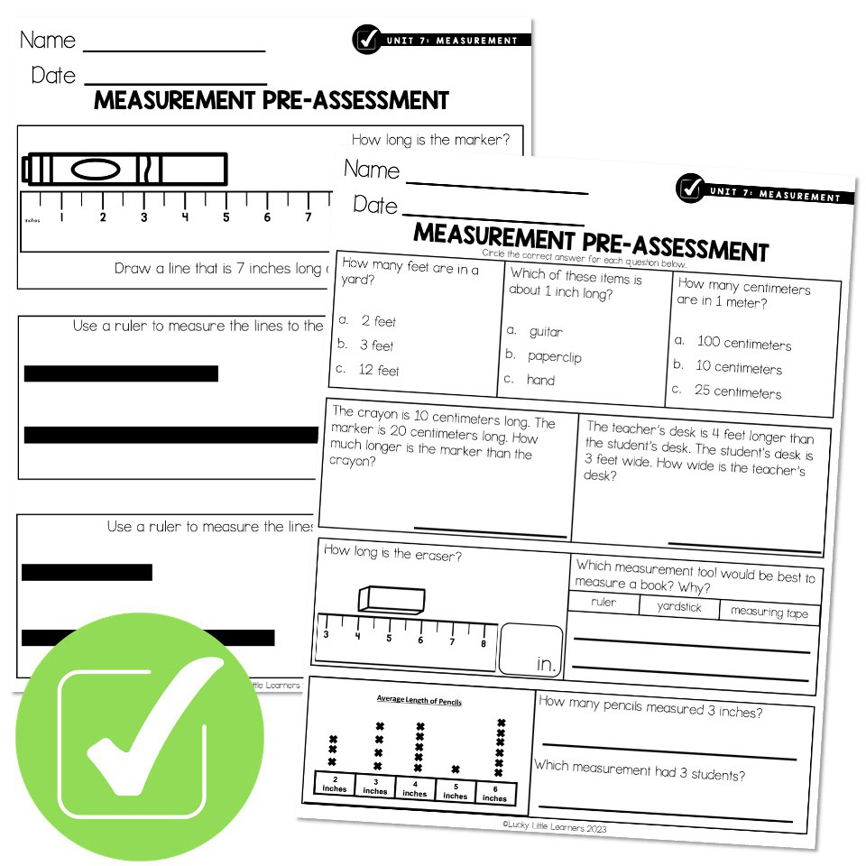 Lucky to Learn Math - Unit 7 - Measurement - Pre-Assessment - Lucky ...