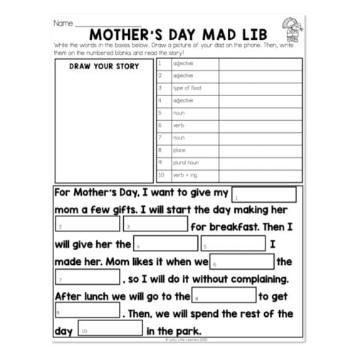 Monthly Mad Libs - May - Mother's Day