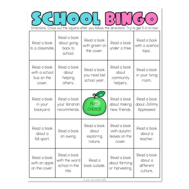 Monthly Reading Bingo - September - School Bingo