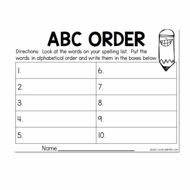 Word Work Abc Spelling Word Work Practice - ABC Order - Lucky Little Learners