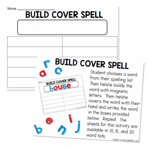 Spelling Word Work Practice - Build Cover Spell