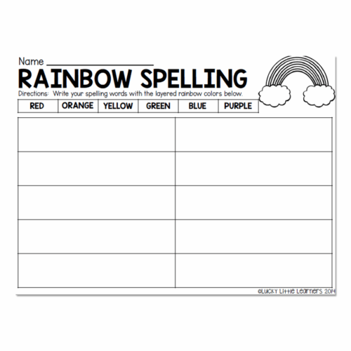 Spelling Word Work Practice - Rainbow Writing