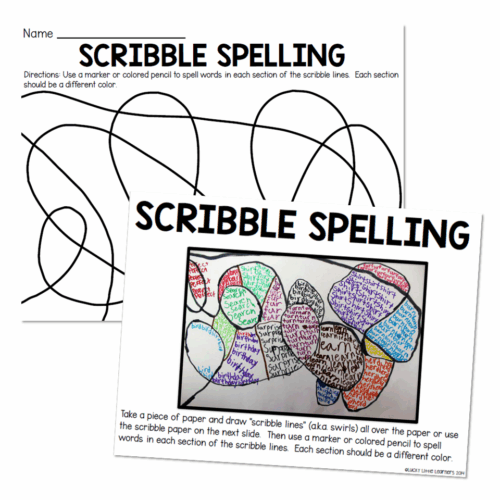 Spelling Word Work Practice - Scribble Spelling - Lucky Little Learners