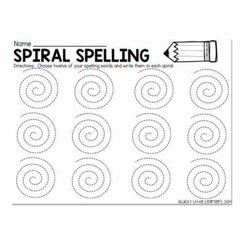 Spelling Word Work Practice - Spiral Spelling