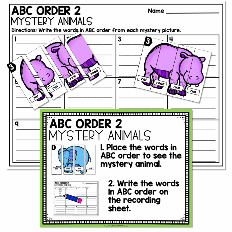1st Grade Grammar Center - ABC Order - 2nd letter - Lucky Little Learners