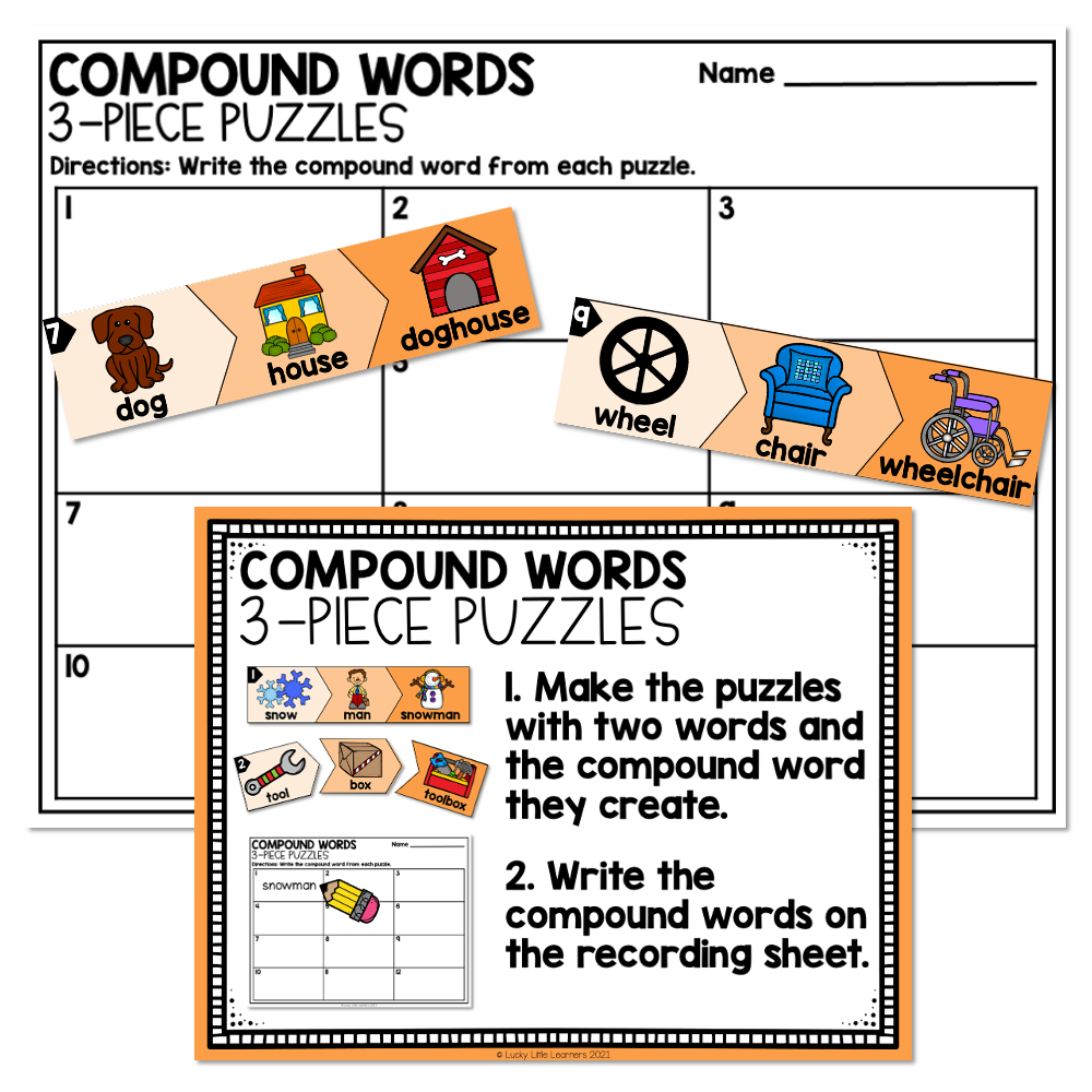 Compound Words Explained First Grade 1st Grade Grammar Center - Compound Words - Lucky Little Learners