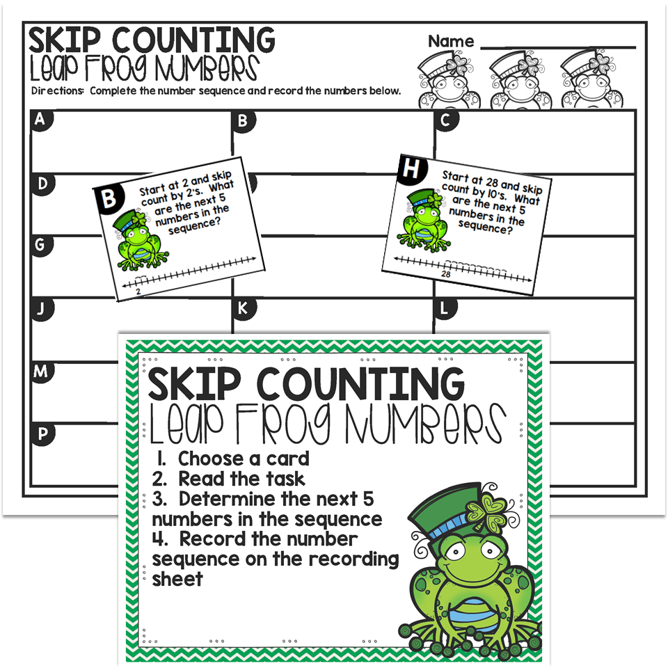 1st Grade March Math Center - Skip Counting - Lucky Little Learners