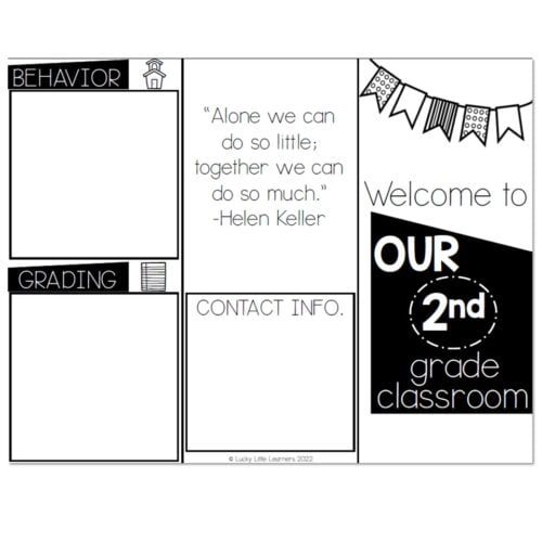 Classroom Setup - Open House - Parent Brochure