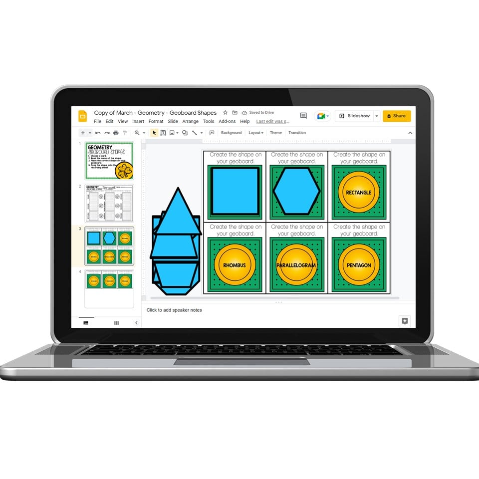 Digital - 2nd Grade March Math Center - Geometry - Lucky Little Learners