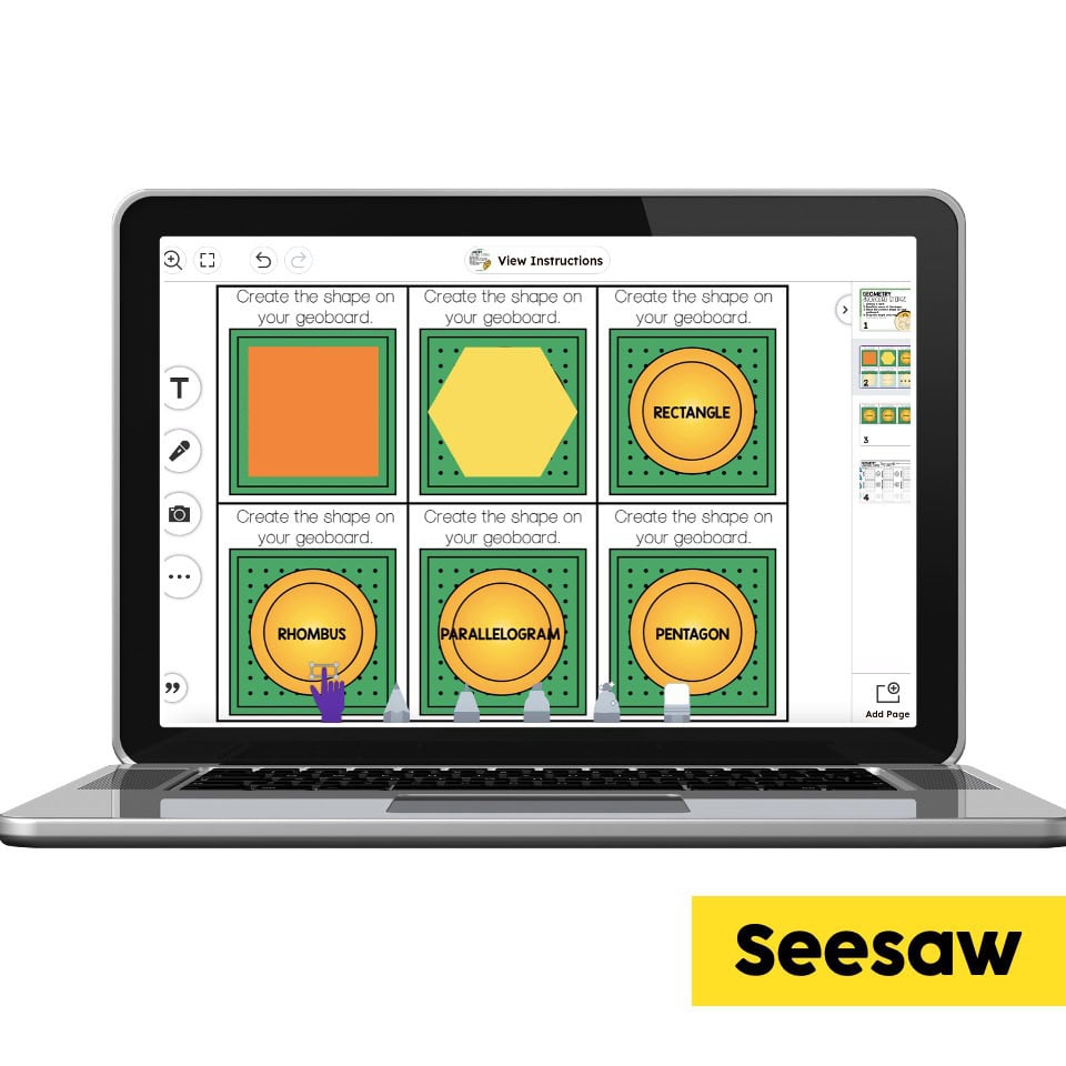 Digital Seesaw - 2nd Grade March Math Center - Geometry - Lucky Little ...