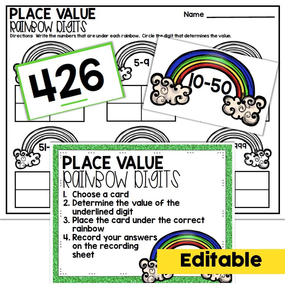 Editable - 2nd Grade March Math Center - Place Value - Lucky Little ...