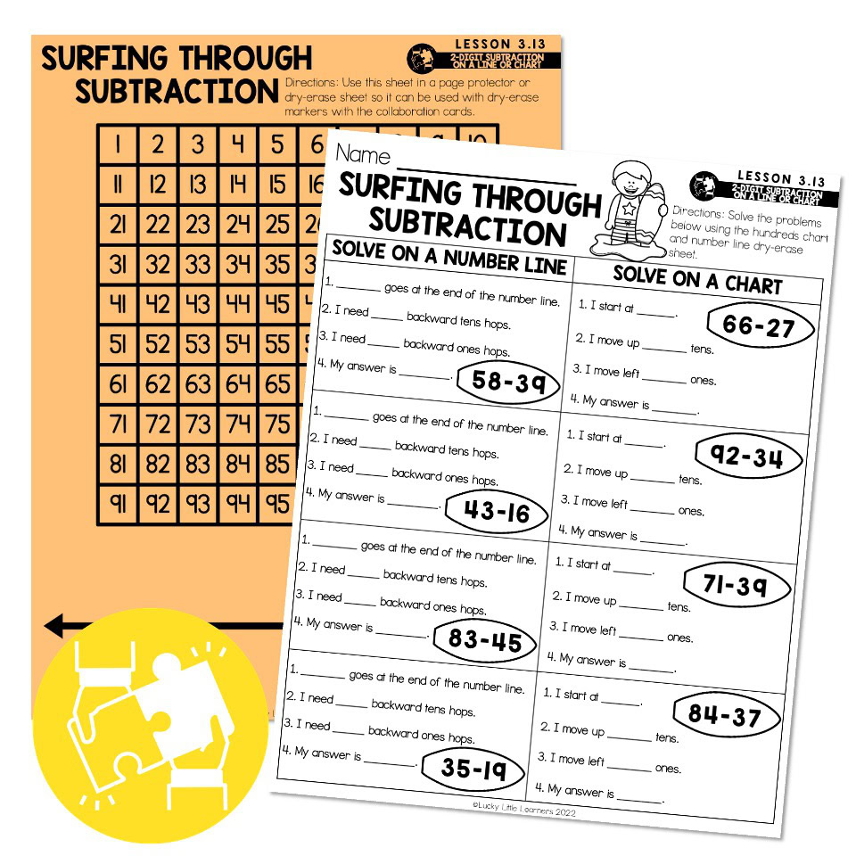 Lucky to Learn Math - 2-Digit Subtraction on a Number Line - Lesson 3. ...