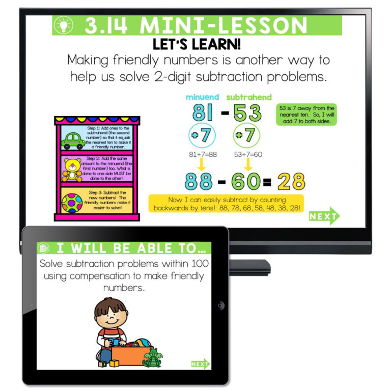 Lucky to Learn Math - 2-Digit Subtraction with Friendly Numbers ...