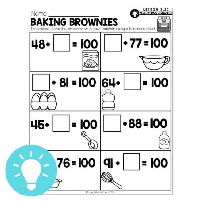 Lucky to Learn Math - Lesson 3.23 - Missing Addend to 100 - Mini-Lesson ...