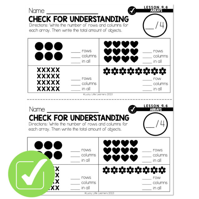 Lucky to Learn Math - Lesson 9.6 - Arrays - Check for Understanding ...