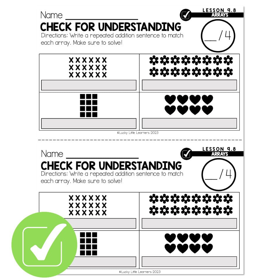 Lucky to Learn Math - Lesson 9.8 - Arrays - Check for Understanding ...