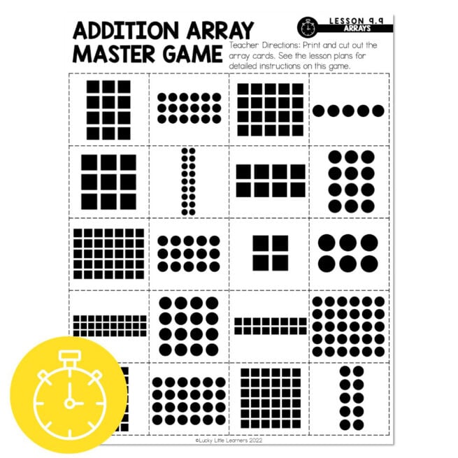 Array Math Online Game Lucky to Learn Math - Lesson 9.9 - Arrays - Warm Up - Addition Array ...