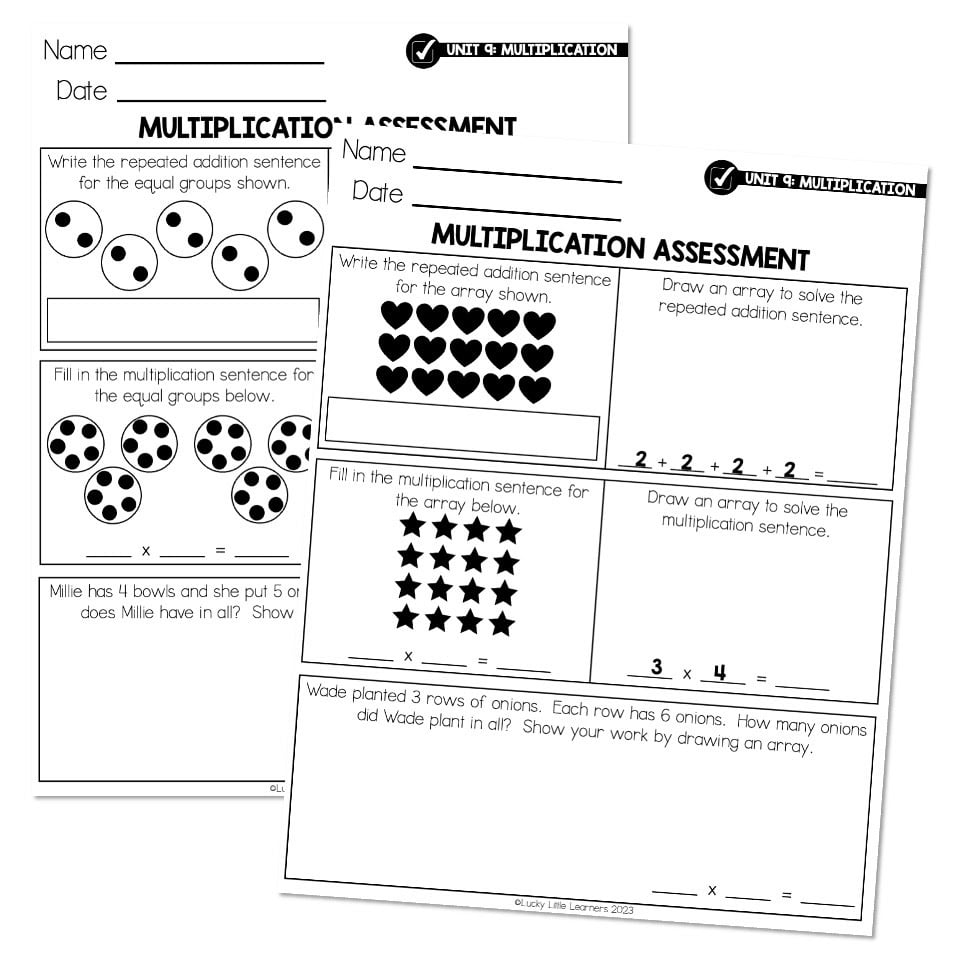 Lucky to Learn Math - Unit 9 - Multiplication and Arrays - Assessment ...
