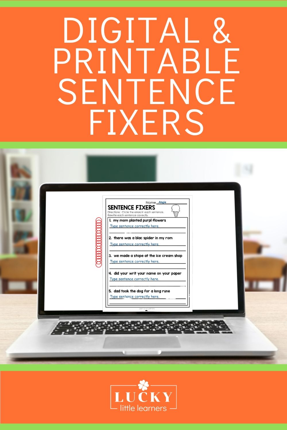 Improve sentence structure with digital and printable sentence fixers for classroom learning, focusing on sentence correction, grammar, and language skills for elementary students.