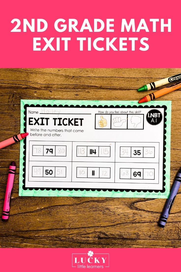 Write the numbers that come before and after each number on the exit ticket; 2nd grade math practice, printable math exit tickets for early learners, educational resources for teachers.