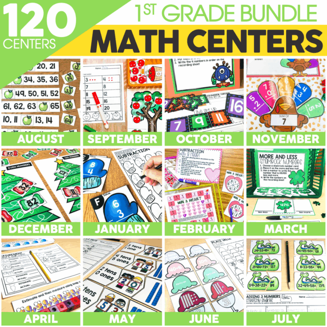 1st Grade Math Centers Bundle - Lucky Little Learners
