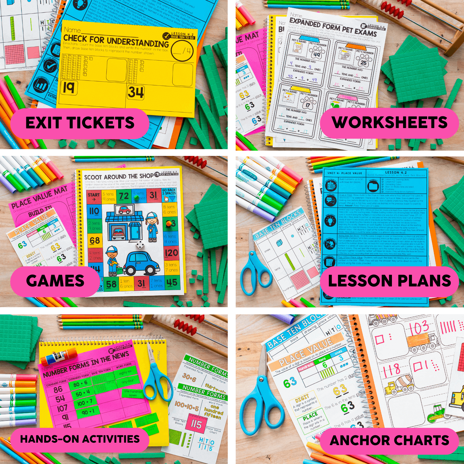 Check for understanding exit tickets, worksheets, games, lesson plans, hands-on activities, and anchor charts for place value within 120 units, designed for engaging math learning.